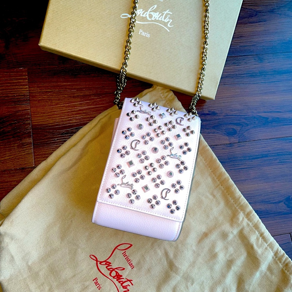 Christian louboutin pink studded cross body bag